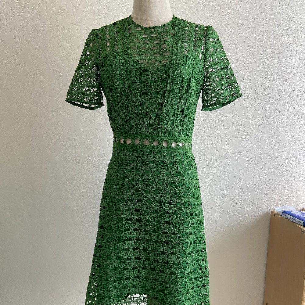 SELF PORTRAIT Lace Mini Dress - Green, Size 38/S, NWT
